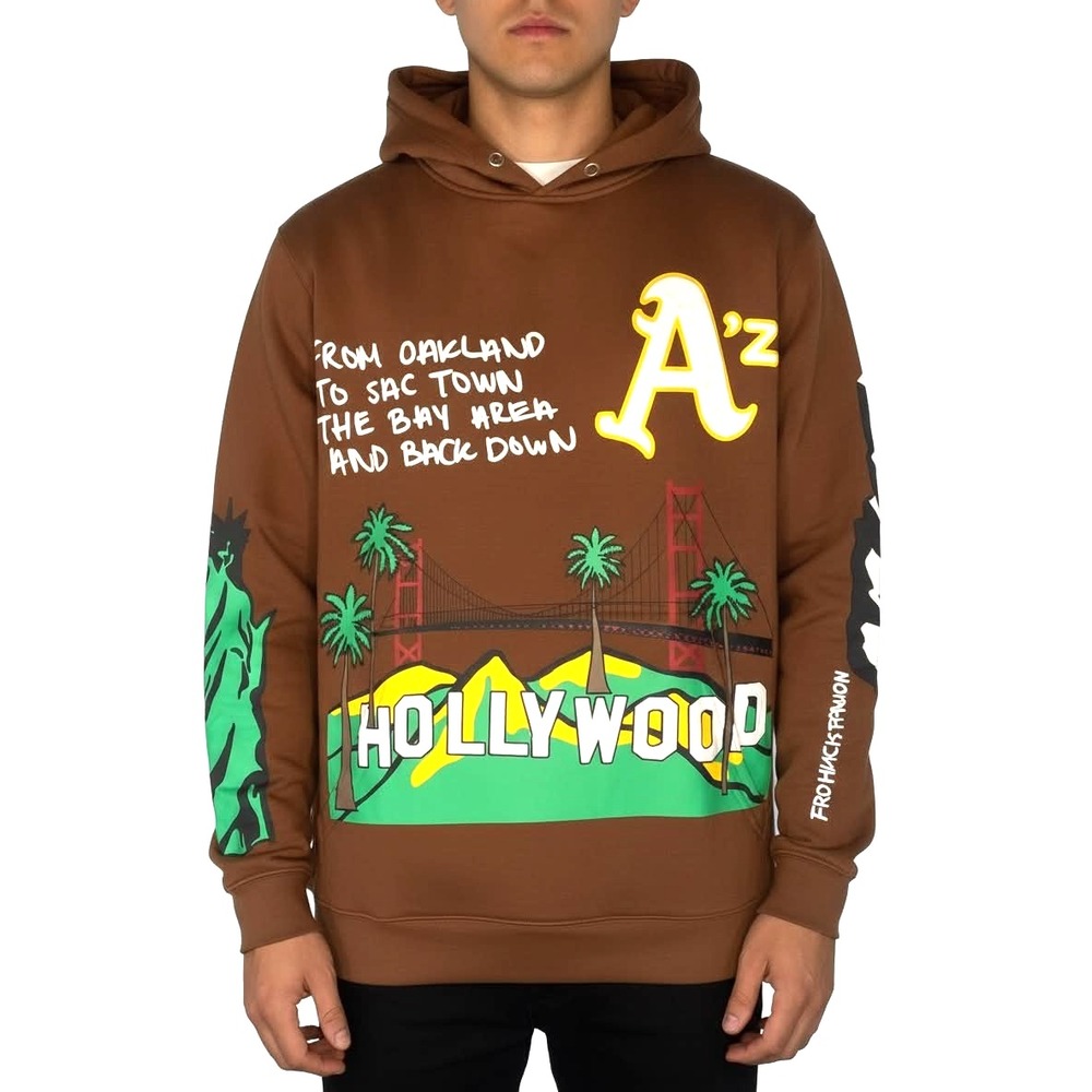 Homme Femme Cali to NYC Brown Graphic Hoodie Puff Print Small RARE streetwear